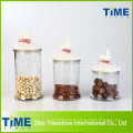 Set of 3PCS Glass Canisters with Ceramic Rooster Gasketed Lids